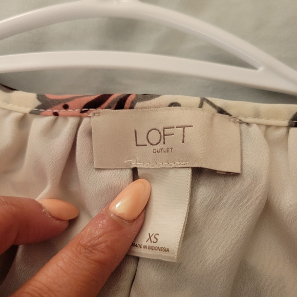 Loft XS floral dress white and pink, casual fit - Picture 2 of 5